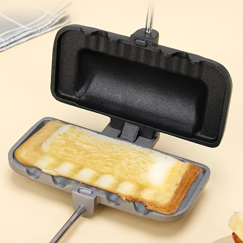 1pc Sandwich Frying Pan, Aluminum Baking Pan Flip Frying Pan, Sandwich Maker, Suitable For Grilled Cheese, Pancakes, Omelettes, Hot Dogs, Bread And Toast, Kitchen Gadget Cookware For Restaurants, Food Trucks