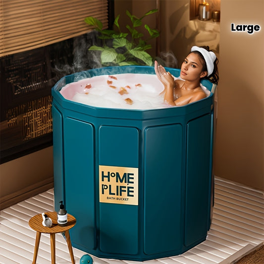 Extra Large Foldable Bathtub, Portable Bathtub Soaking Tub, Home Bathroom Spa Bath, Hot Tub, Adult Compact Bathtub, Inflatable Bathtub Outdoor Bathing Solution for Small Spaces, Mixed Colors, Plastic Material, Spa Bath Experience | Portable Bathtub | Fol