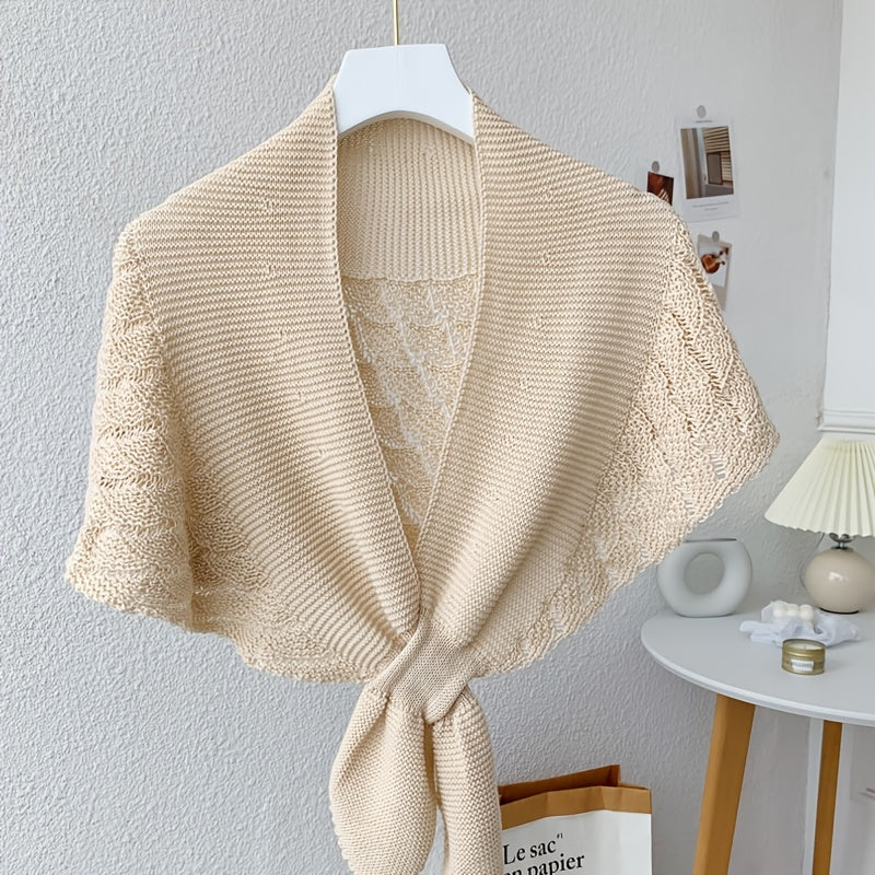 Women'S Stylish Openwork Yarn Shawl - Lightweight, Breathable Polyester, Perfect for Layering or Standalone Outfits, Machine Washable, Weekend Casual Wrap | Versatile Shawl | Stylish Knitwear, Shawls for Winter